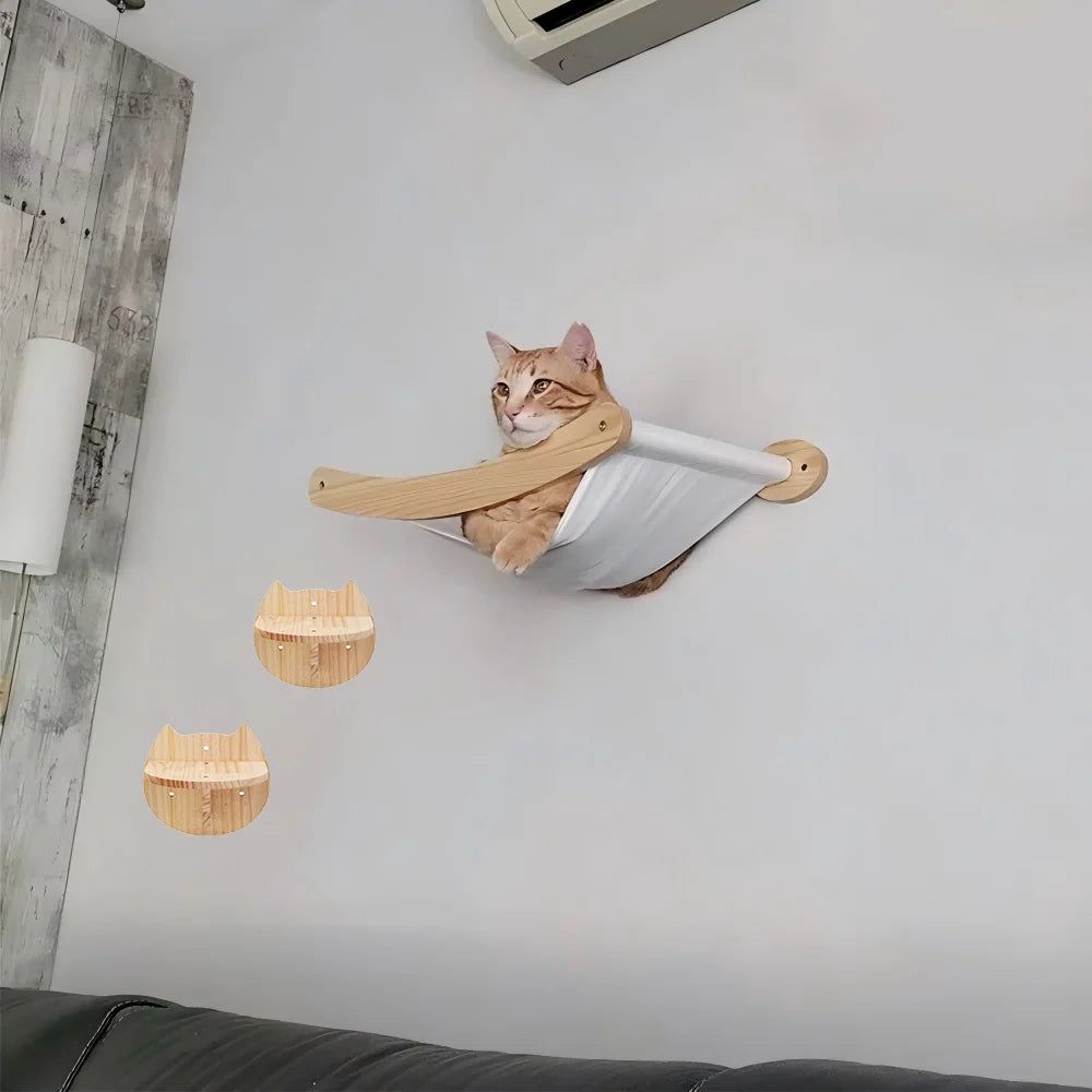 CWV Wall Mounted Cat Hammock With Sisal Rope Climbing Shelf