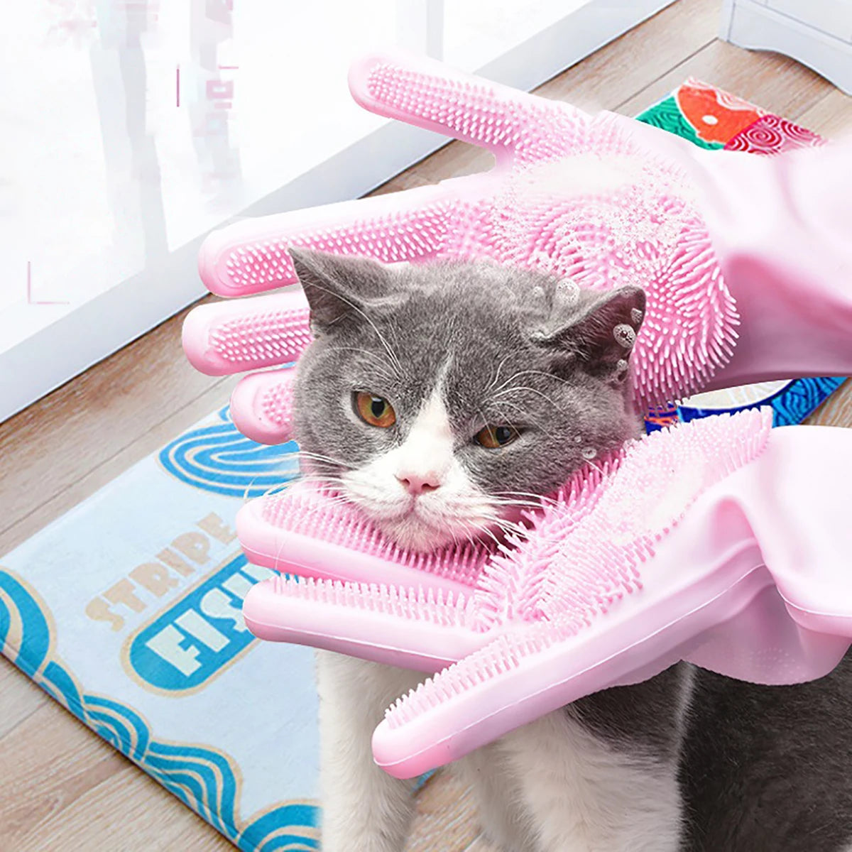 Pet Grooming Silicone Glove For Dogs And Cats Bath Scrubber