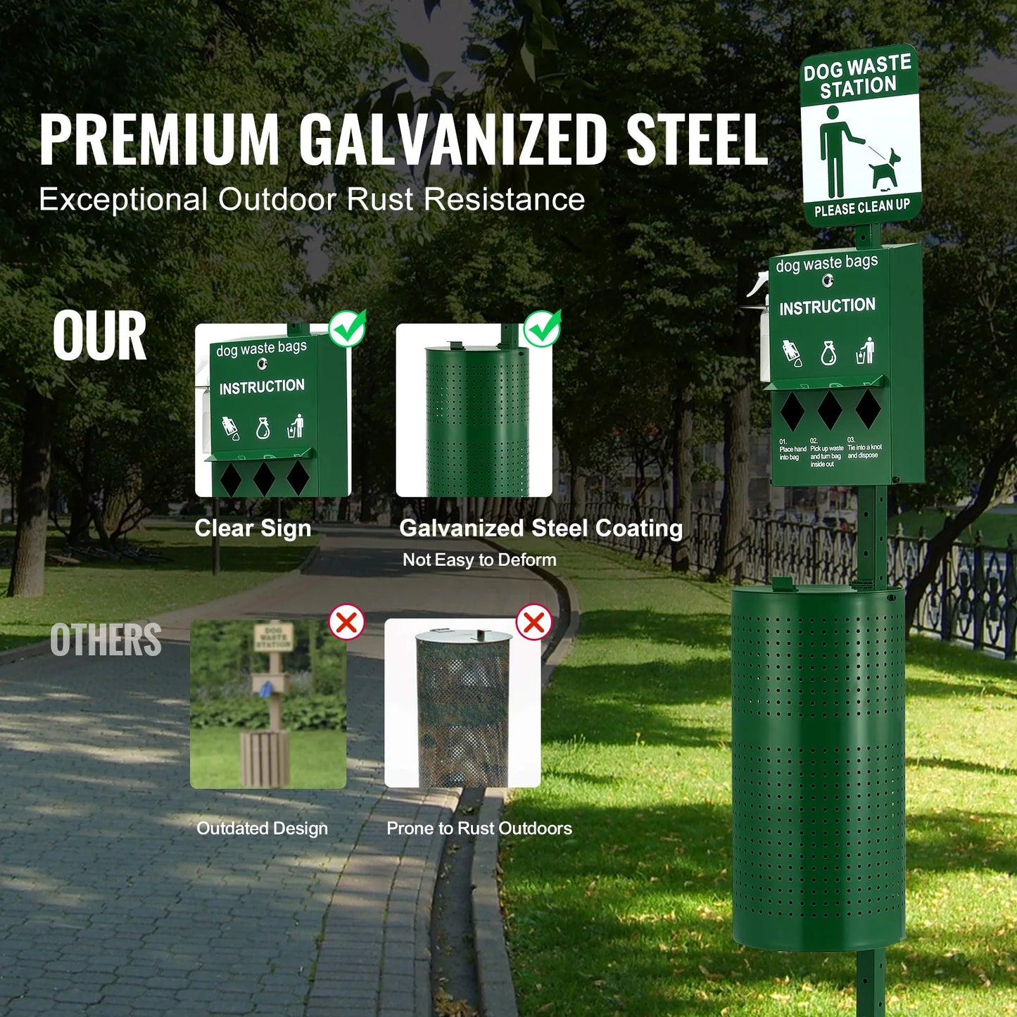 Dog Waste Station With Hand Wash Bottle And Bag Dispenser