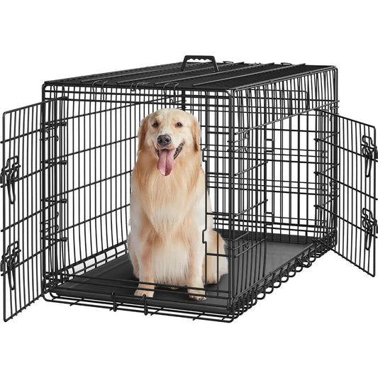 Yaheetech Collapsible Double Door Dog Crate Divider And Removable Tray