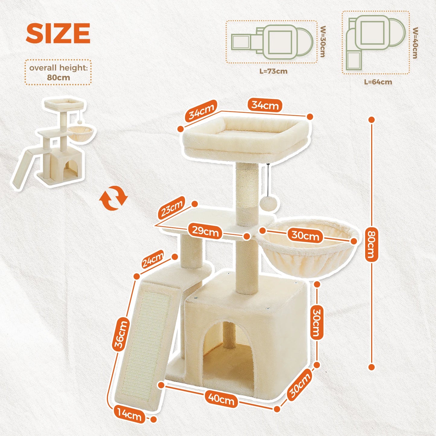 PAWZ Road Indoor Cat Tree Tower Three Tier With Hammock