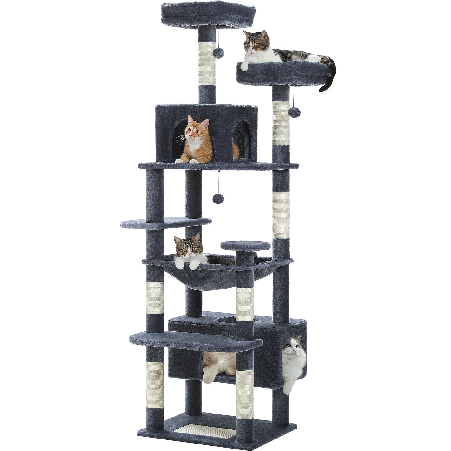 PEQULTI Five-Level Cat Tree Tower With Scratching Posts And Hammock