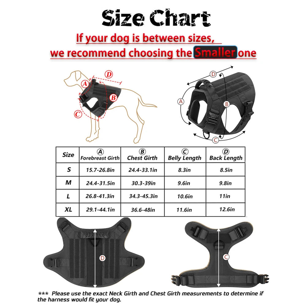 Tactical Dog Harness Vest With Molle Pouches For Large Dogs