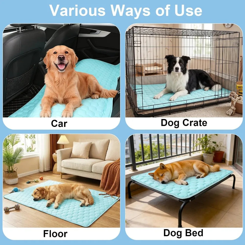 Dog Cooling Mat Waterproof Reversible Ice Silk For Sofa Bed