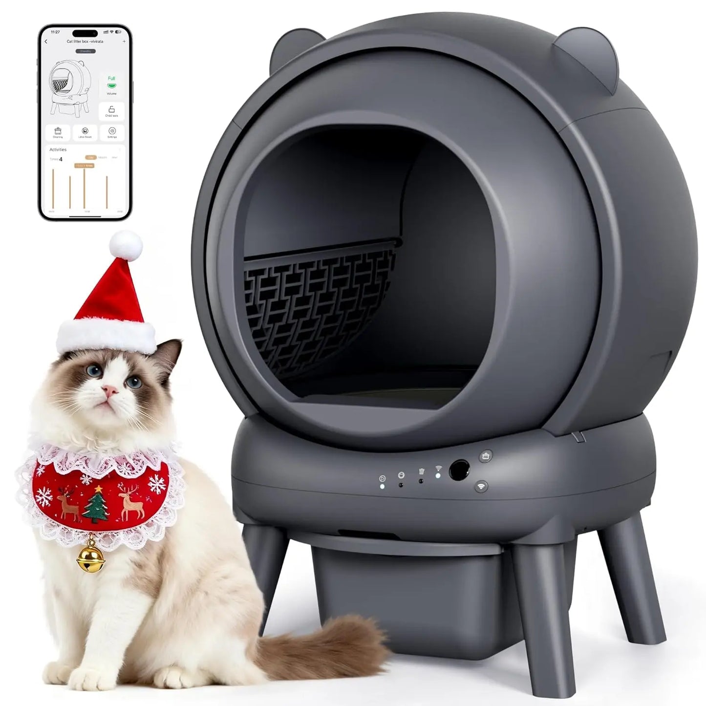 Automatic Self-Cleaning Litter Box For Multiple Cats With App Control