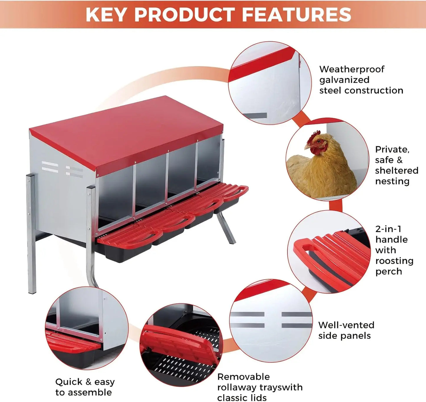 TWISTER.CK Metal Chicken Nesting Box With Automatic Egg Roll Out