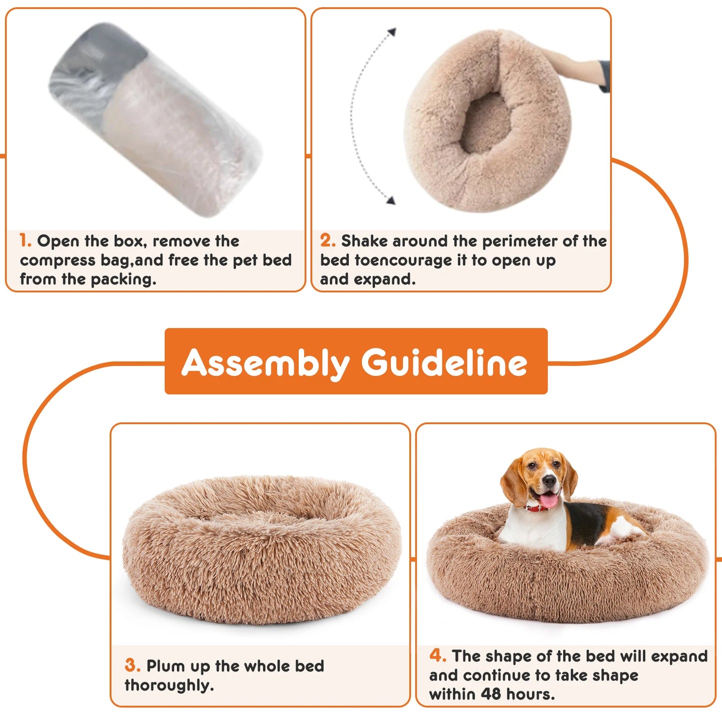 JHK Calming Dog Bed For Home Use Washable Plush Comfort
