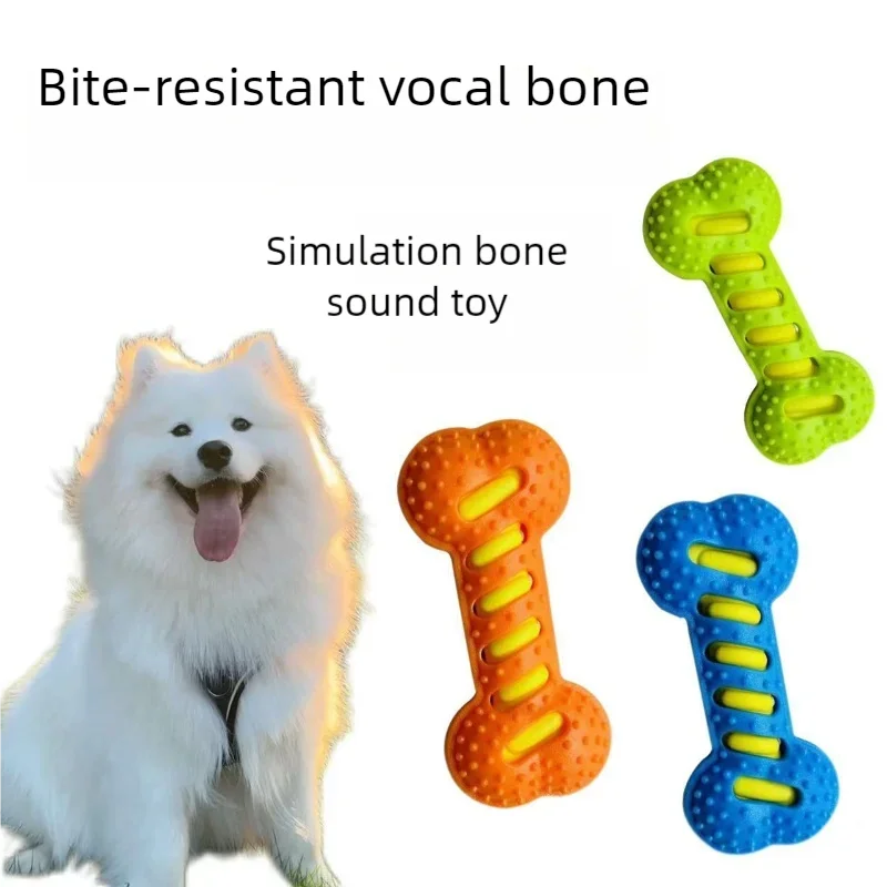 Dog Chew Toy Rubber Bone Interactive Stick Teeth Cleaning