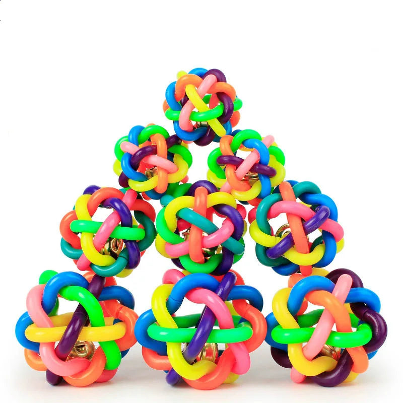 Colorful Bell Woven Dog Chew Toy Bite Resistant Rubber Pet