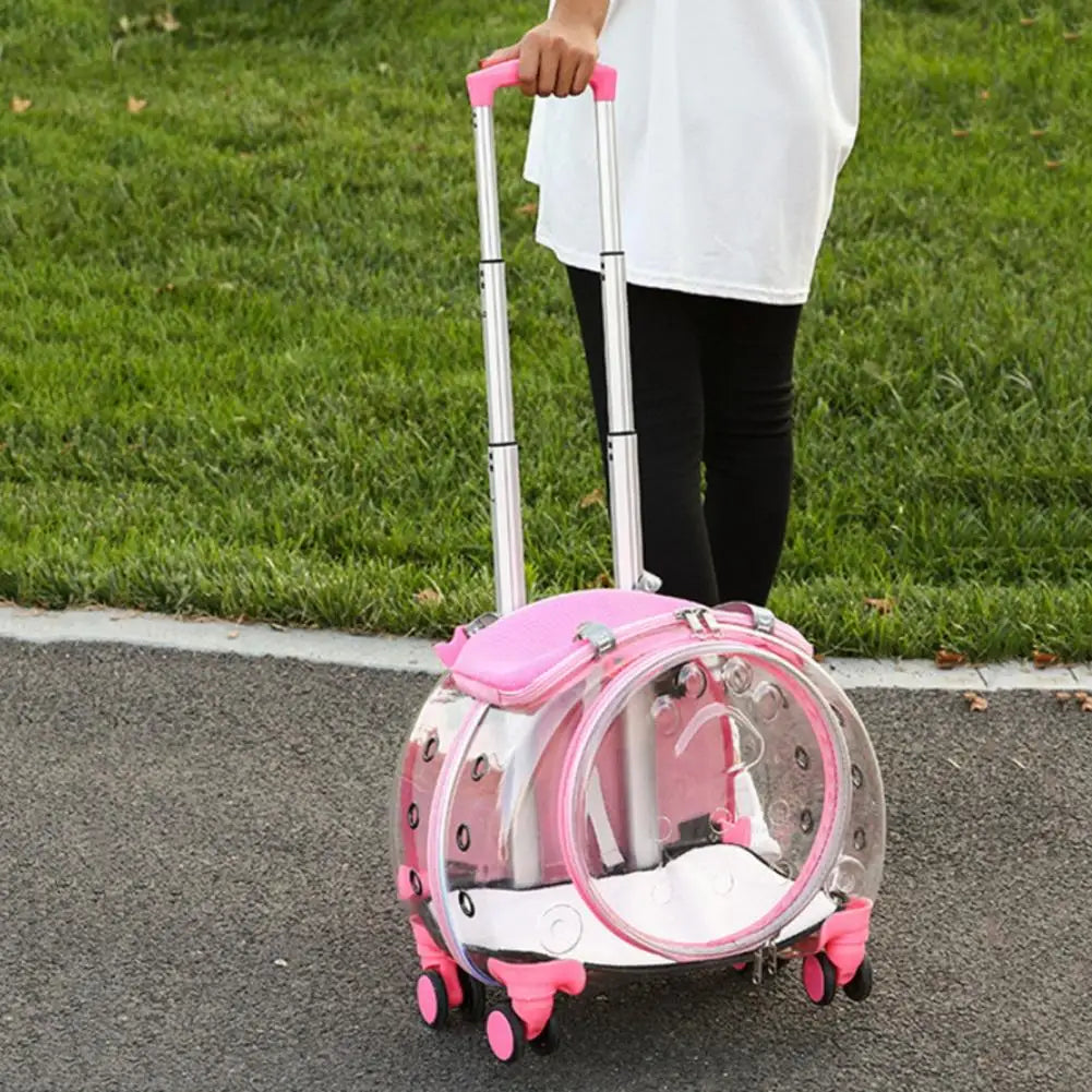 Pet Trolley Case With Ventilation Holes For Cats Travel Carrier