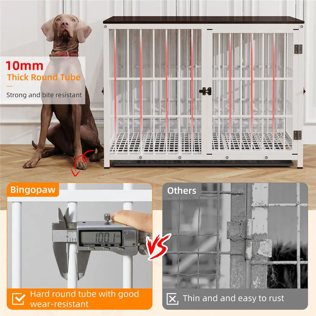BINGOPAW Heavy Duty Metal Dog Kennel Cage With Three Doors