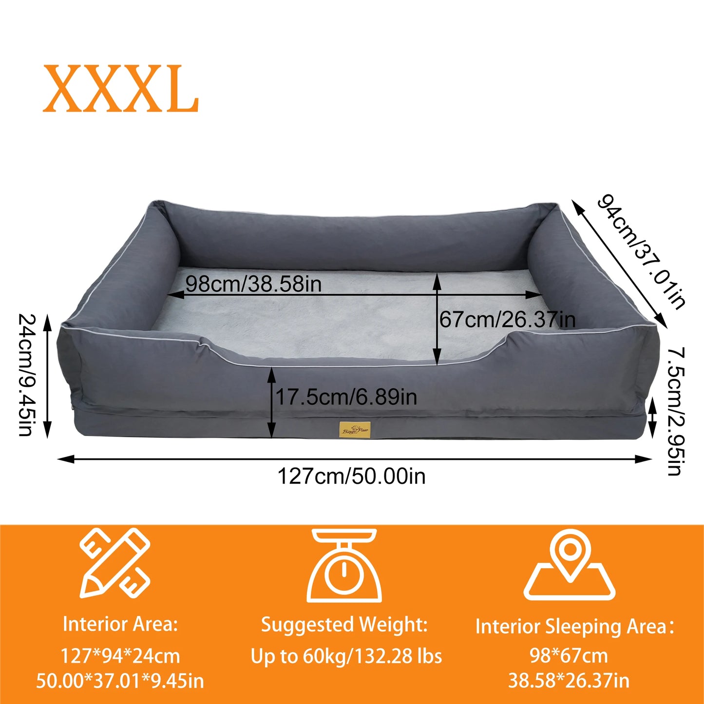 BINGOPAW Orthopedic Dog Bed With Waterproof Lining And Removable Cover