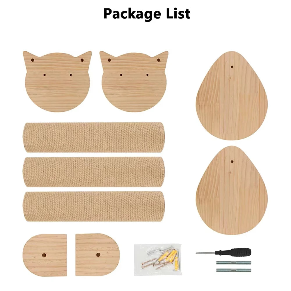Sisal Wall Mounted Cat Tree Featuring Dual Perches And Hammock