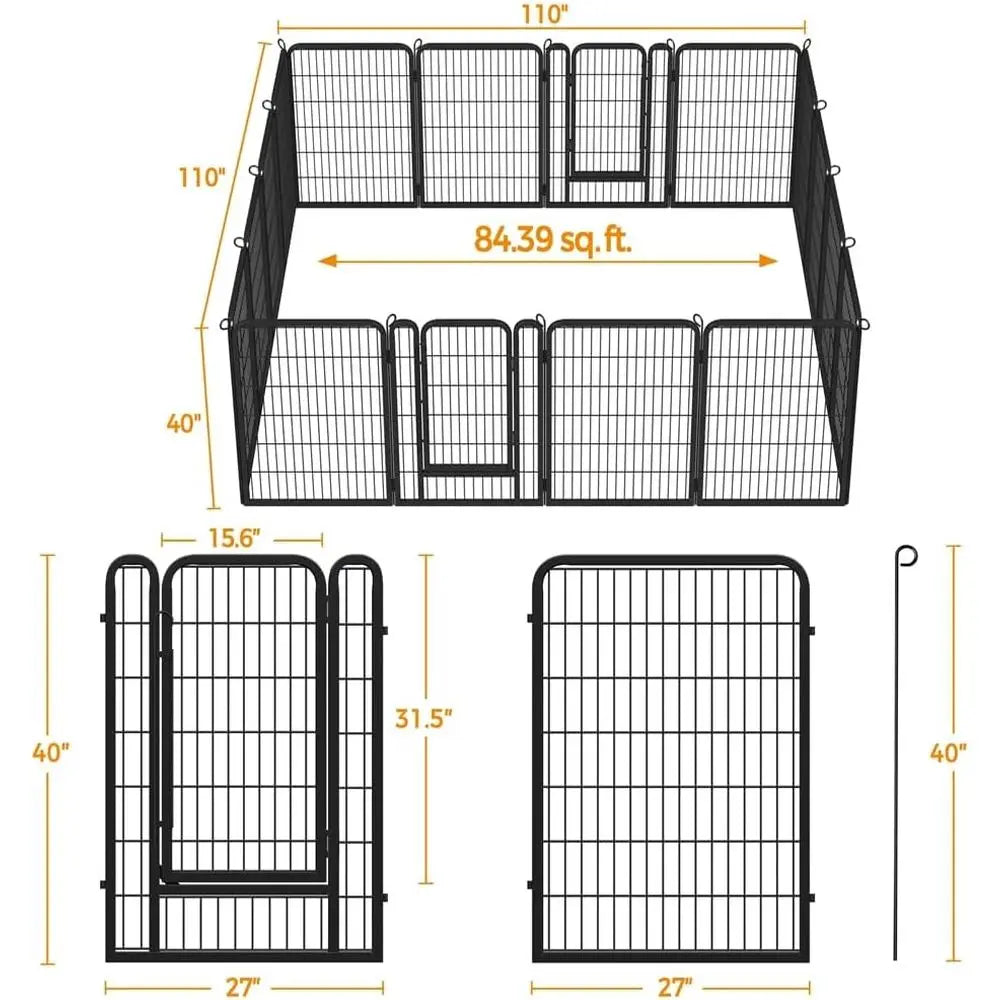 Heavy Duty Metal Dog Playpen With Secure Locking Panels