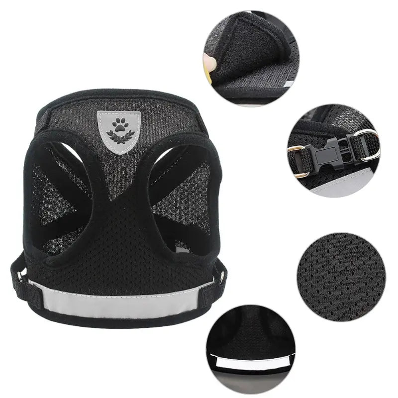 Breathable Mesh Dog Harness Vest With Reflective Undershirt