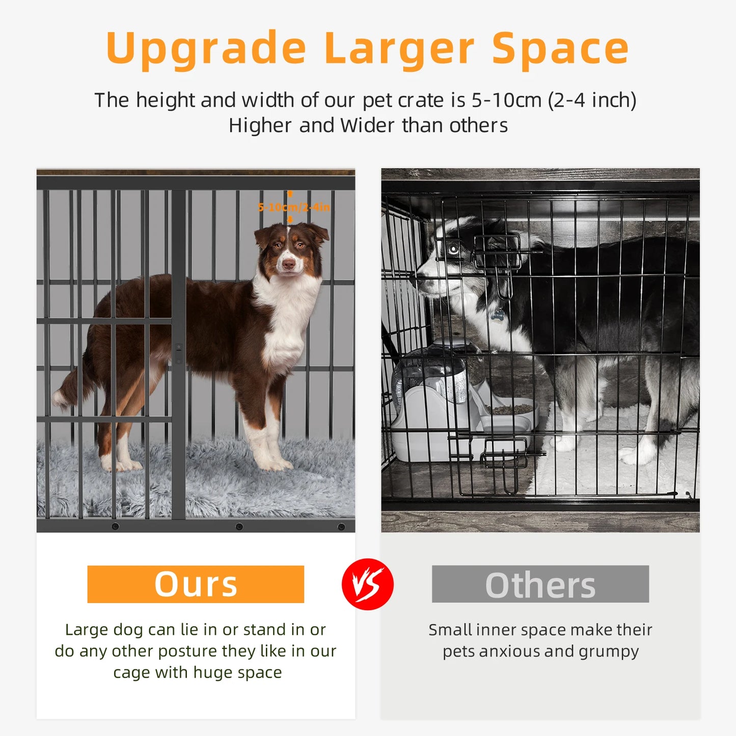 Furniture Style Dog Crate End Table With Three Doors In Metal And Wood