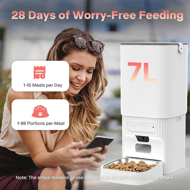 Nityers Automatic Pet Feeder With Hd Camera And Dual Bowls
