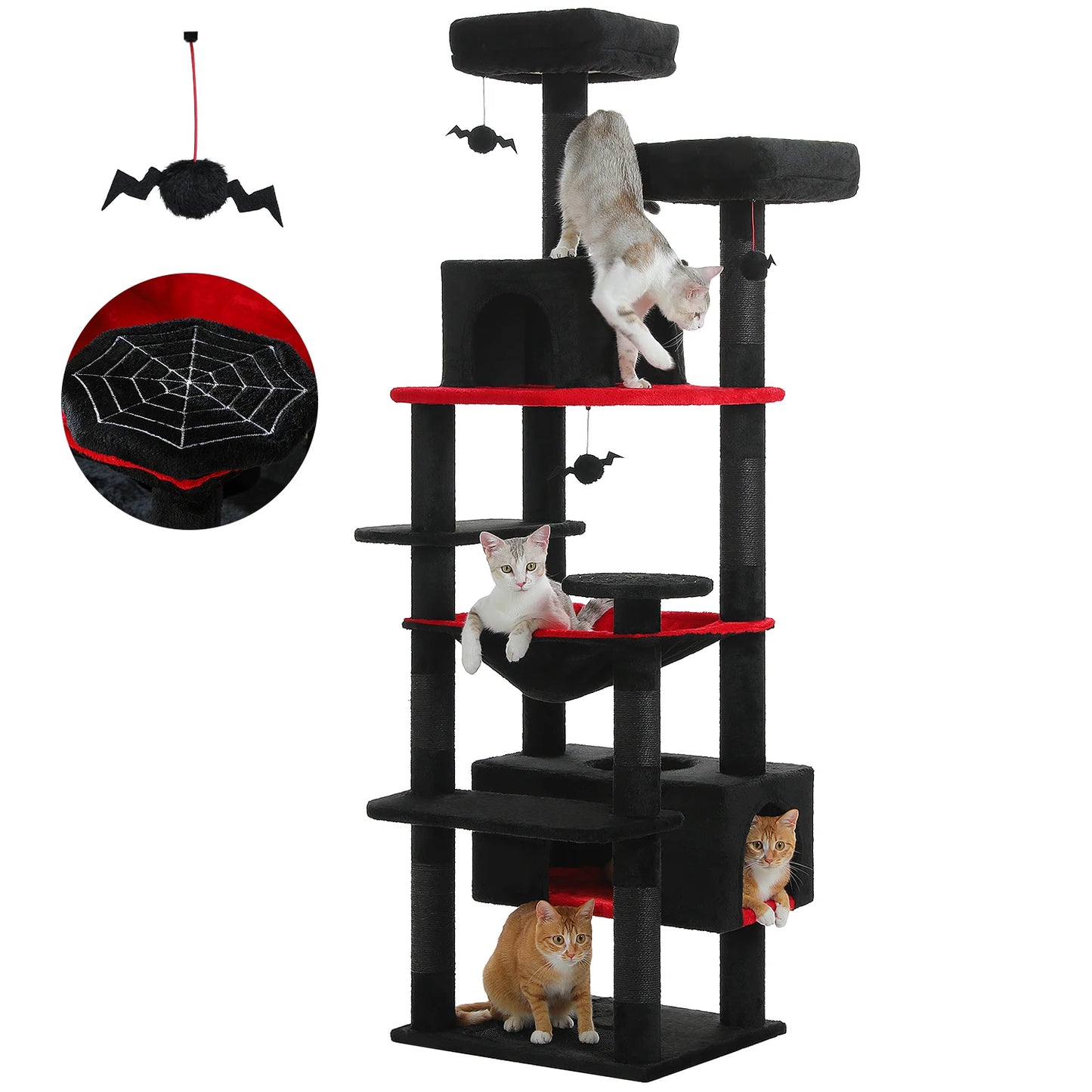 PEQULTI Five-Level Cat Tree Tower With Scratching Posts And Hammock