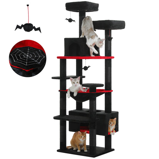 PEQULTI Five-Level Cat Tree Tower With Scratching Posts And Hammock