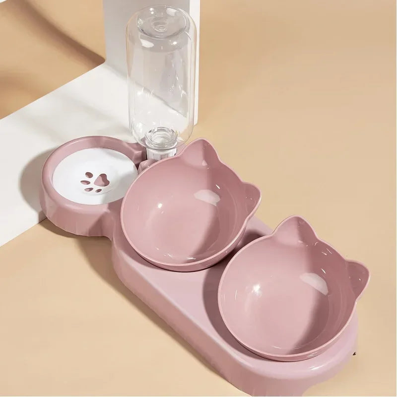 Three In One Ear Shaped Pet Feeding Bowl Gravity Dispenser
