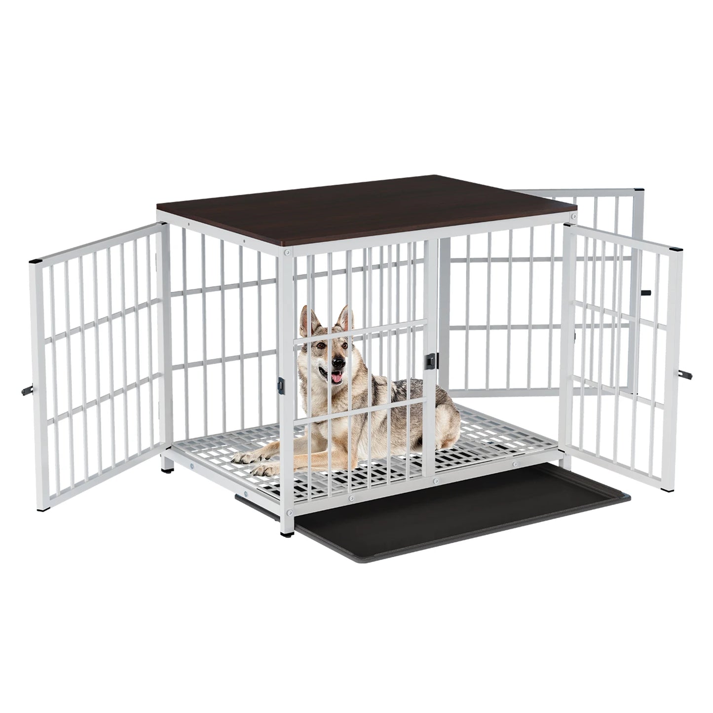 BINGOPAW Heavy Duty Metal Dog Kennel Cage With Three Doors