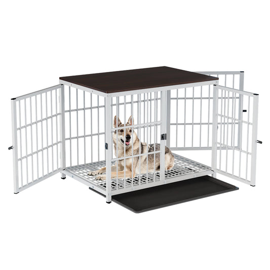 BINGOPAW Heavy Duty Metal Dog Kennel Cage With Three Doors