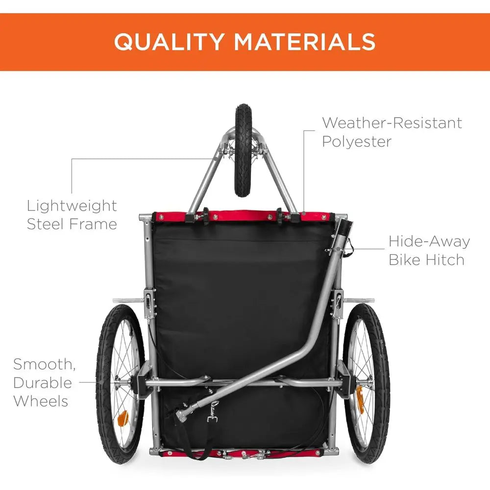 Durable Alloy Dog Bike Trailer And Pet Stroller With Suspension
