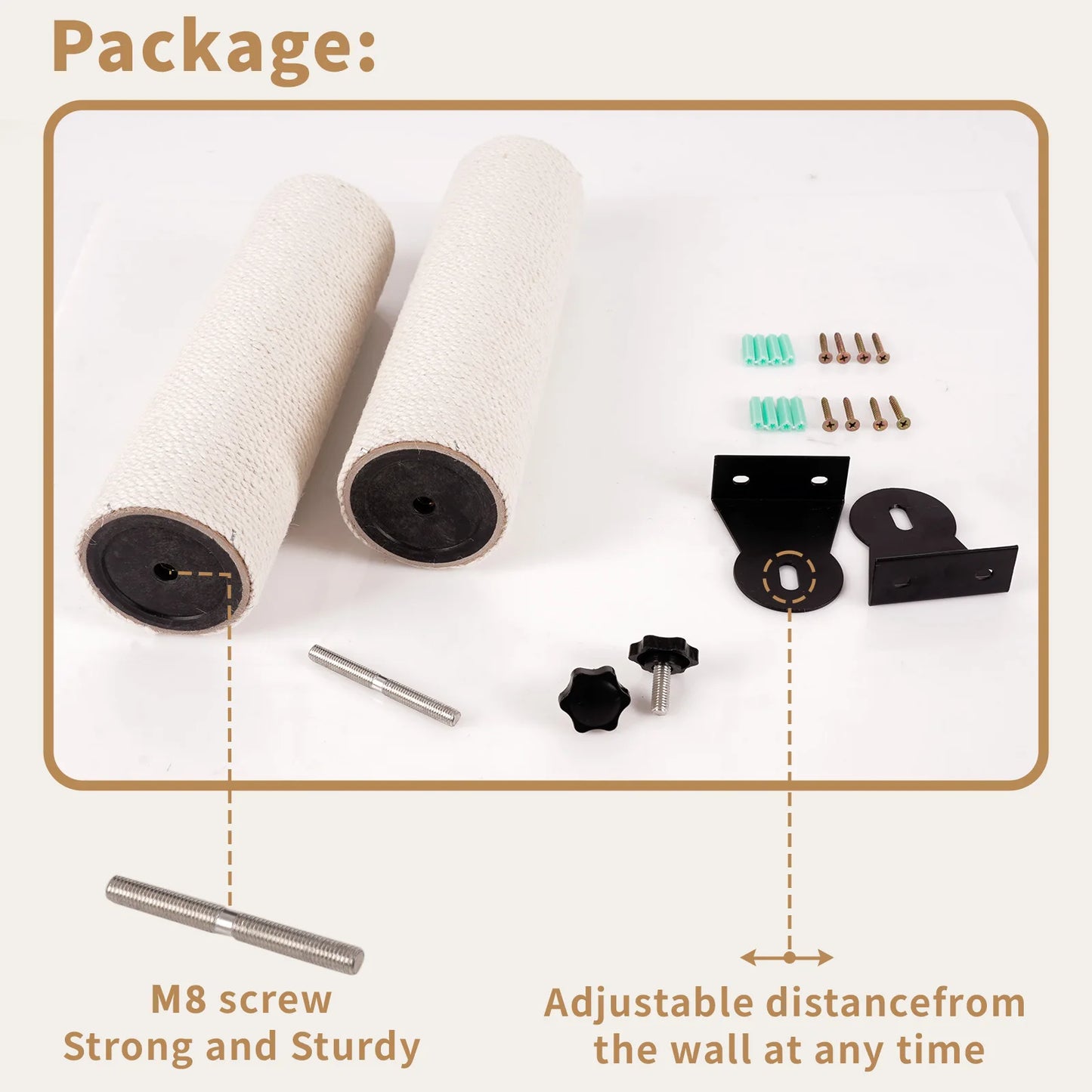Cat Scratching Post Wall Mounted Hemp Rope Indoor Kit