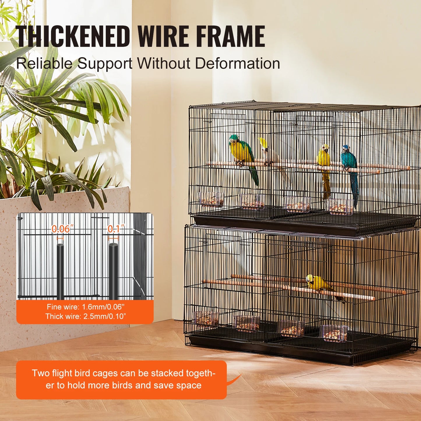 SucceBuy Stackable Divider Bird Cage For Small Birds With Handle