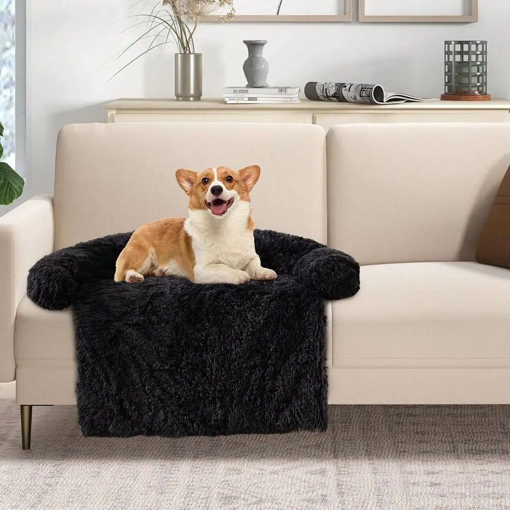 Calming Plush Dog Bed With Anti Slip Bottom Cushion Mat