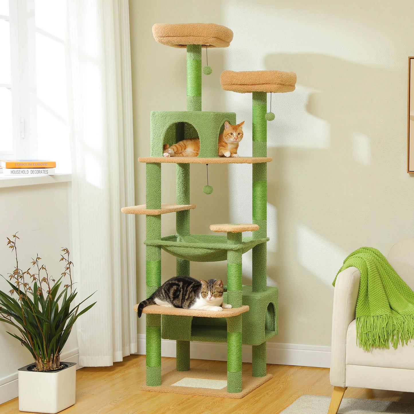 PEQULTI Five-Level Cat Tree Tower With Scratching Posts And Hammock