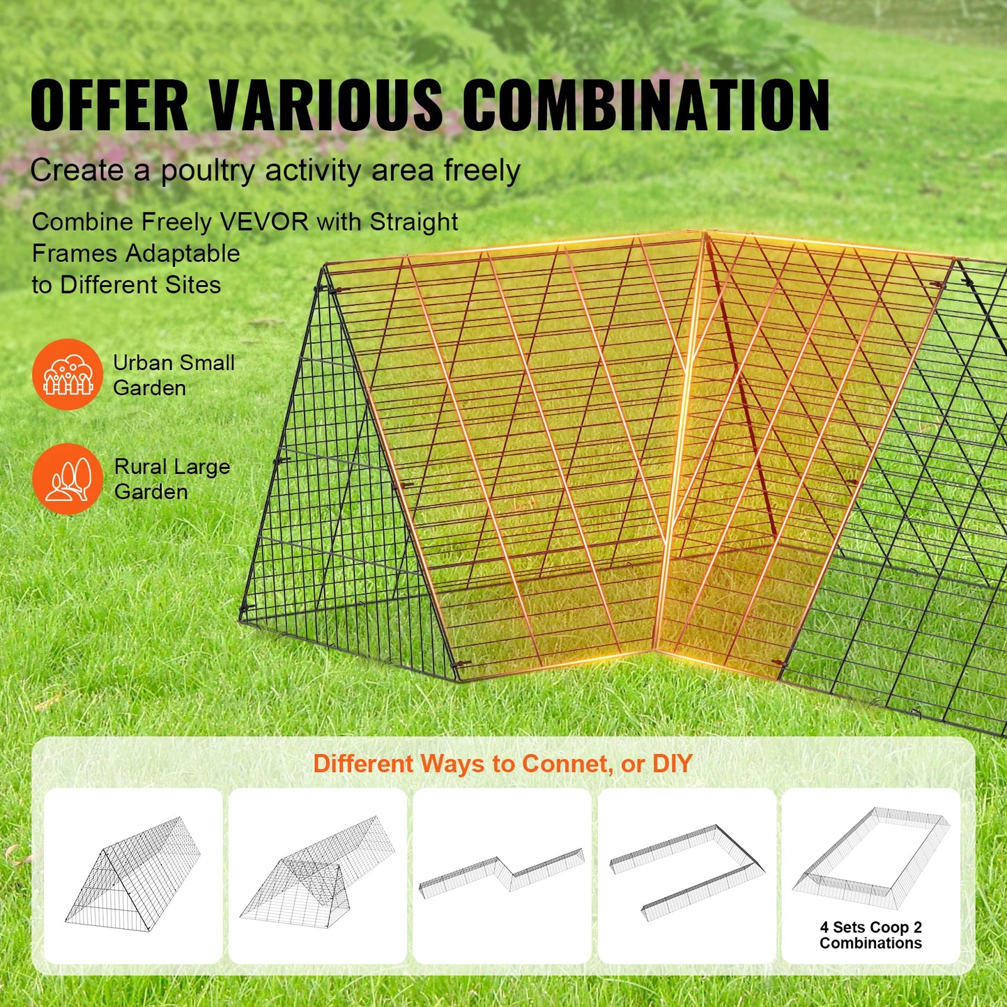 SucceBuy Chicken Tunnels for Yard with Corner Frame