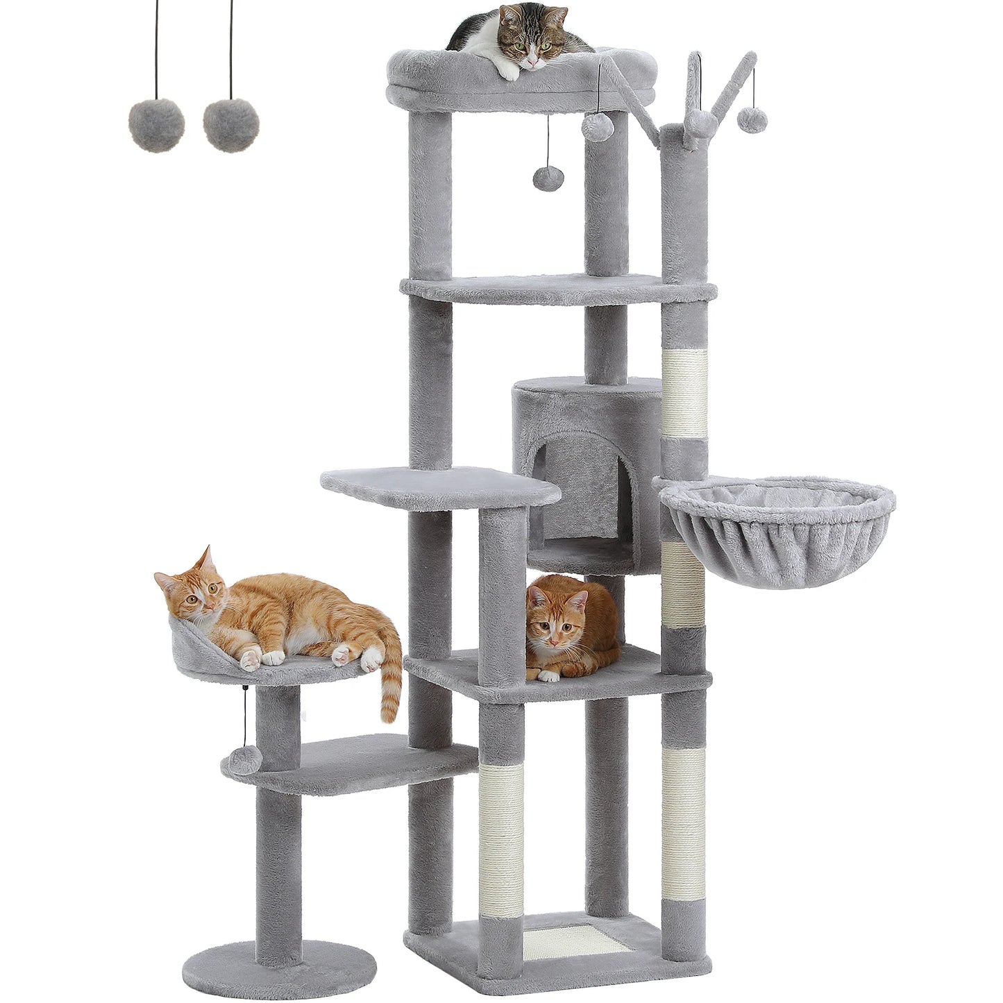PEQULTI Multi-Level Cat Tree With Scratching Posts And Hammock