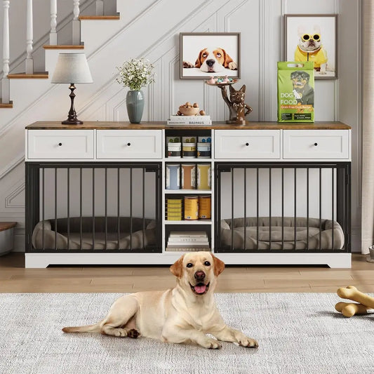Wooden Dog Crate With Drawers Heavy Duty Indoor Kennel