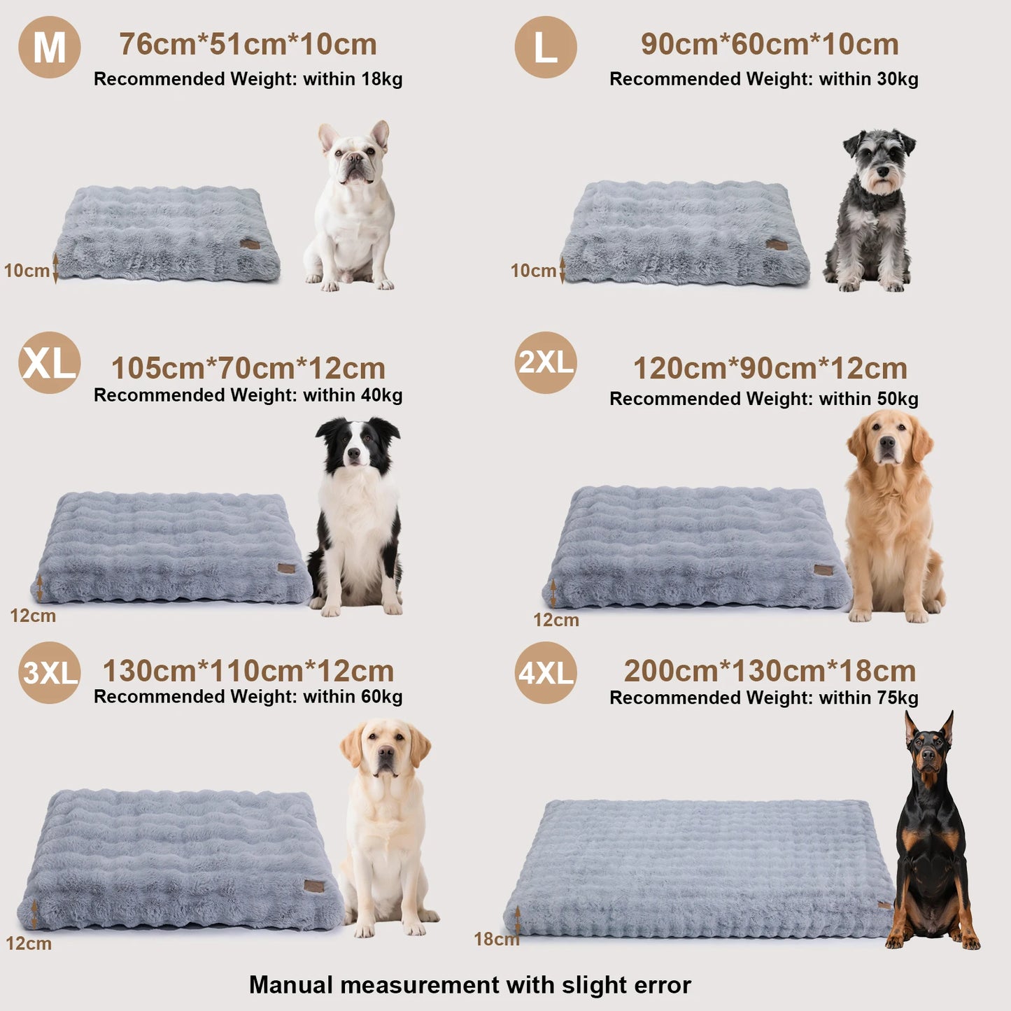 Borwart Ultra Plush Dog Bed Washable Pet Cushion Removable Cover