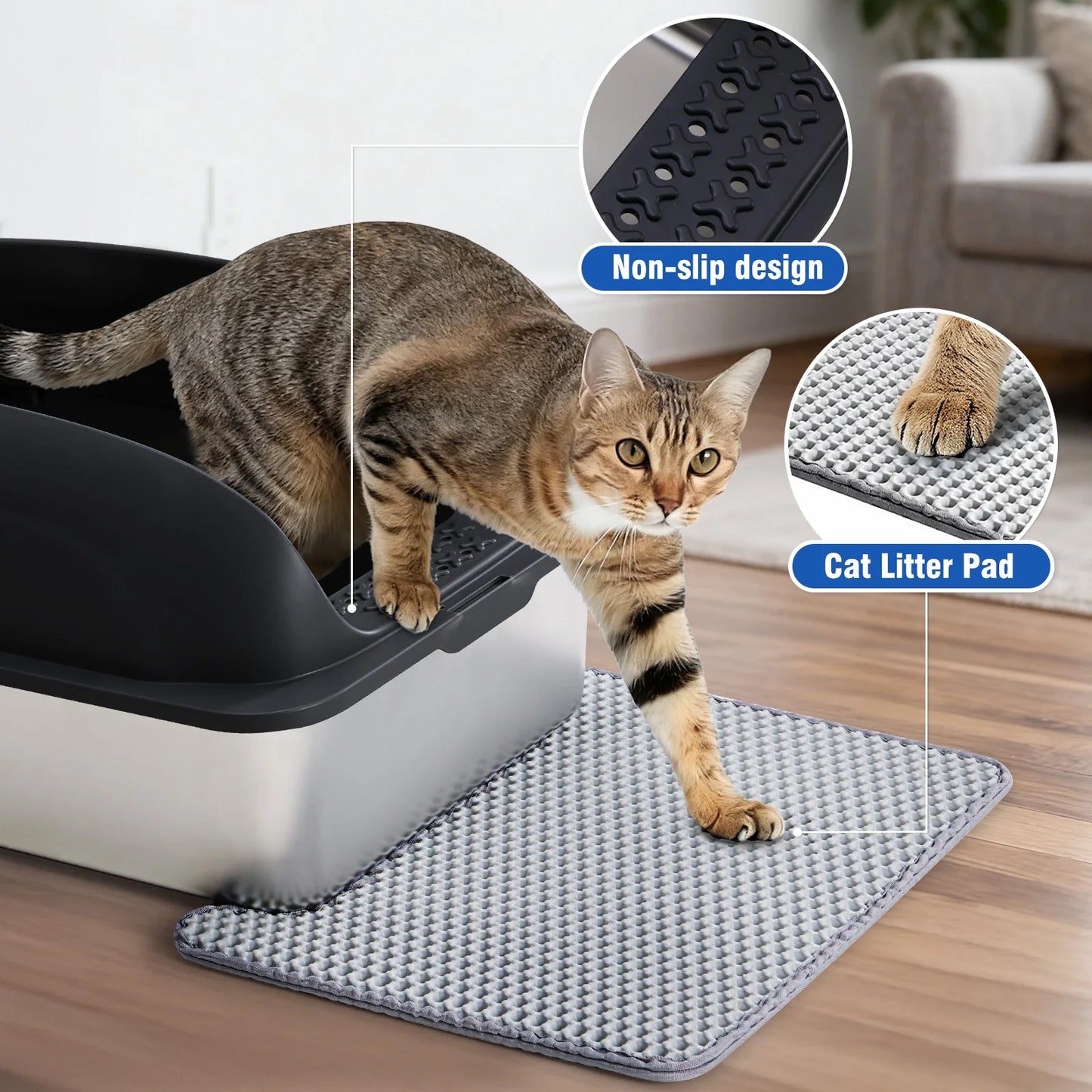 Stainless Steel Cat Litter Box With Lid Anti Leakage Includes Scoop And Mat