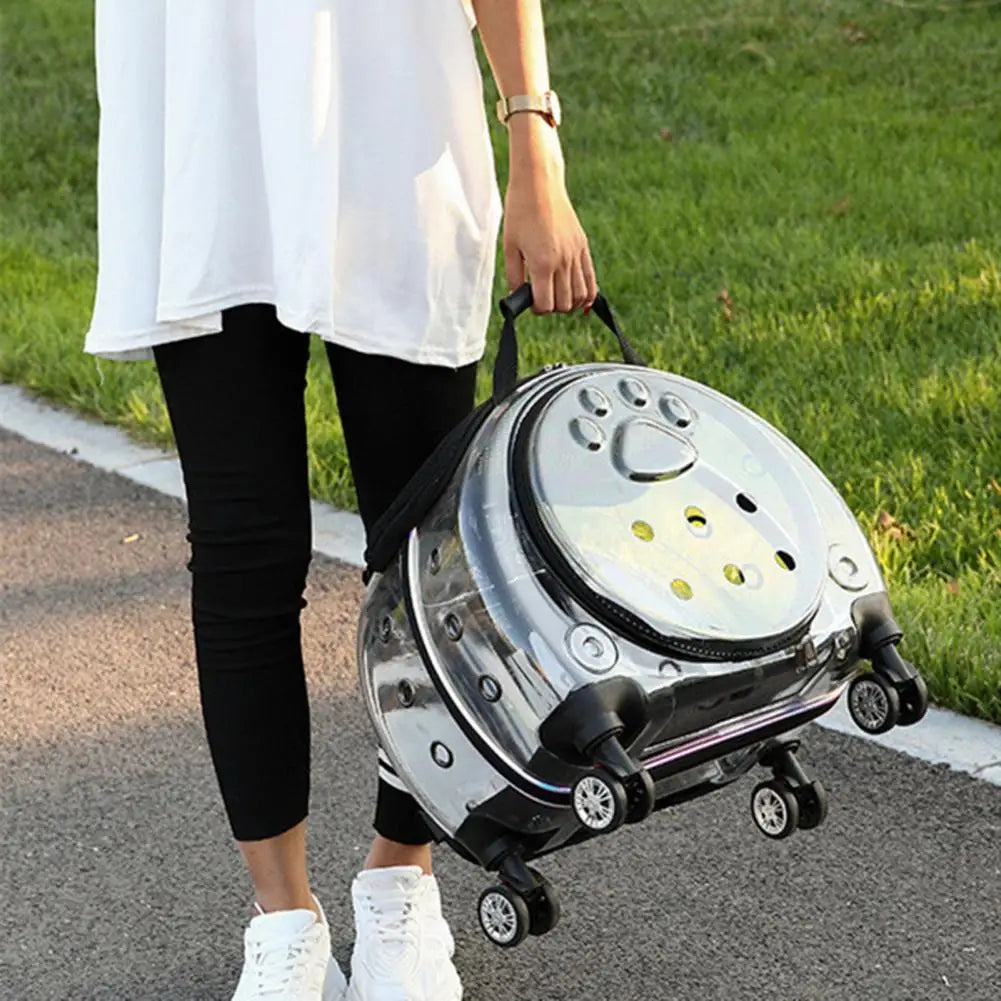 Pet Trolley Case With Ventilation Holes For Cats Travel Carrier