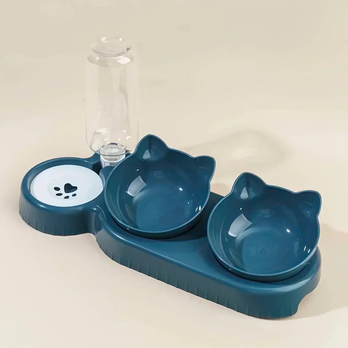 Ear Shaped Cat Feeding Bowl With Gravity Water Feeder