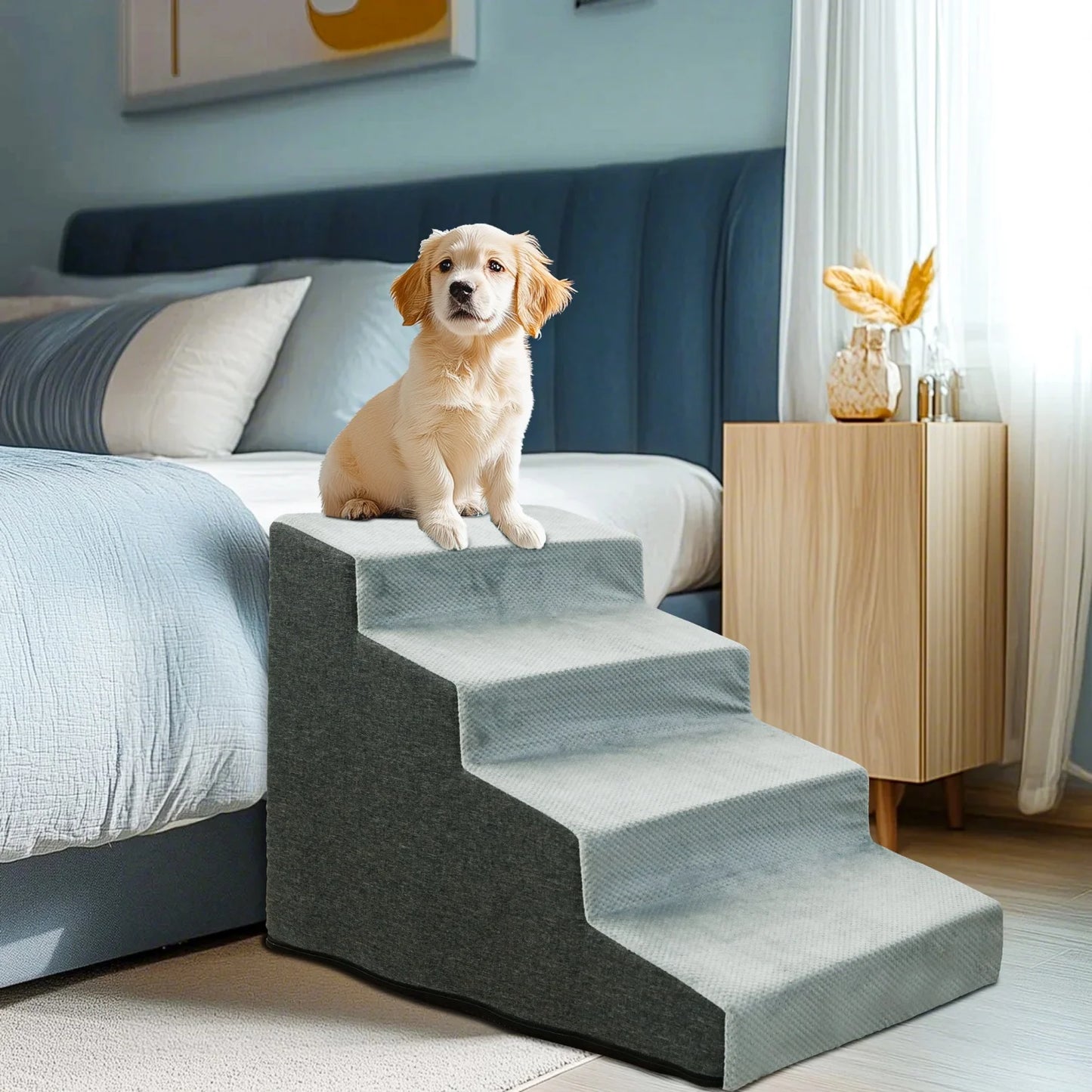 3/4 Step Dog Stairs Ramp With Washable Cover Non Slip