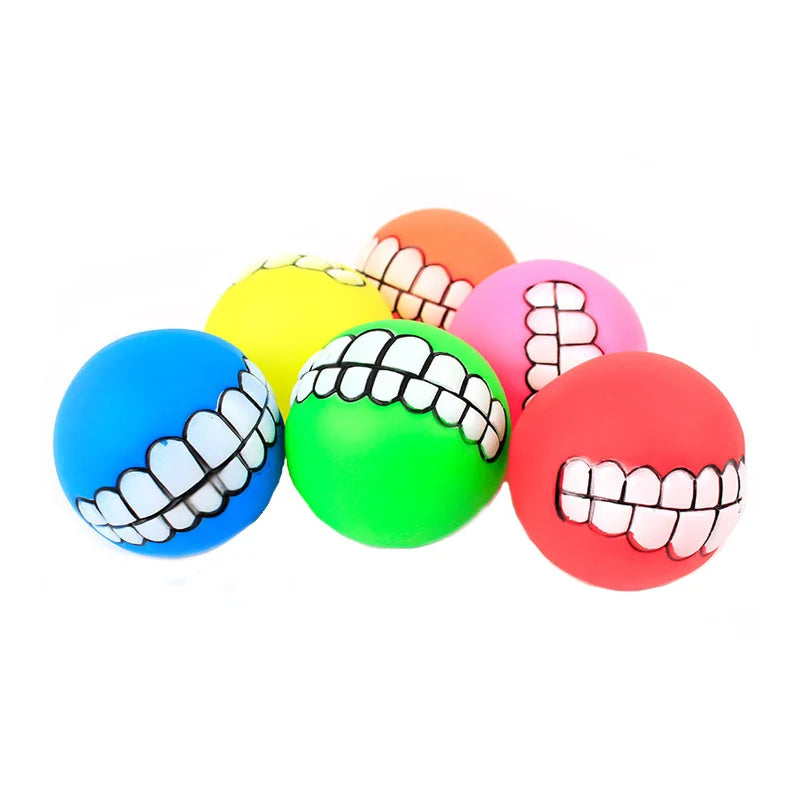 Rubber Dog Toy Squeaky Chew Ball For Puppies Bite Resistant