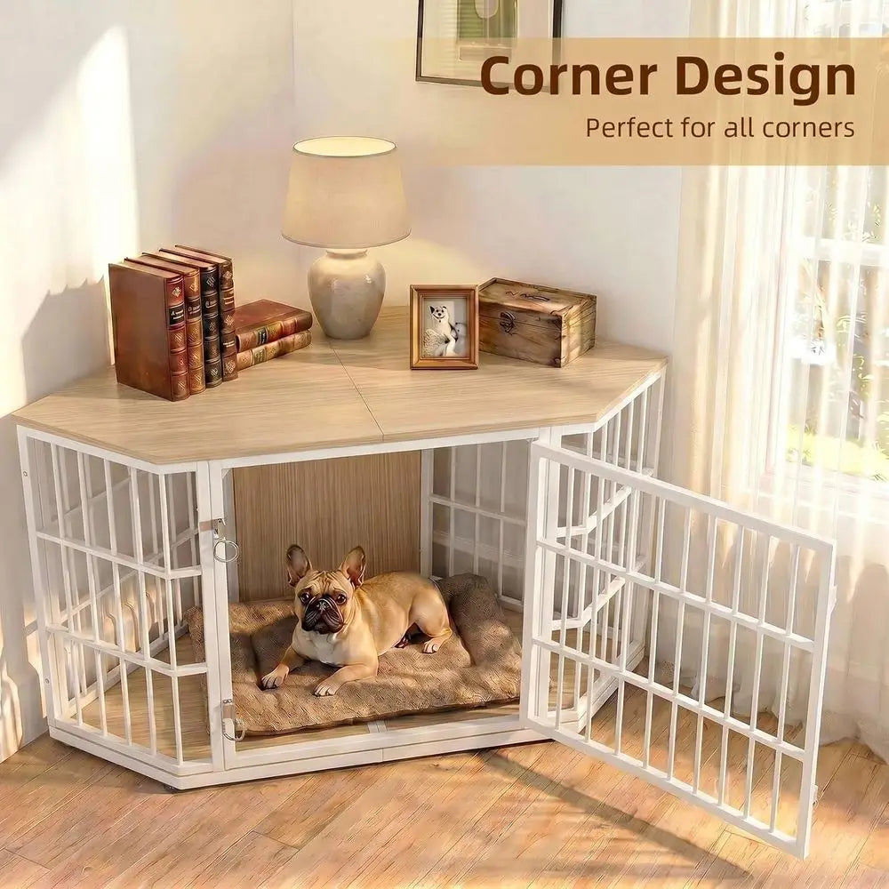 Wooden Dog Crate Furniture End Table Kennel Indoor Large Pet