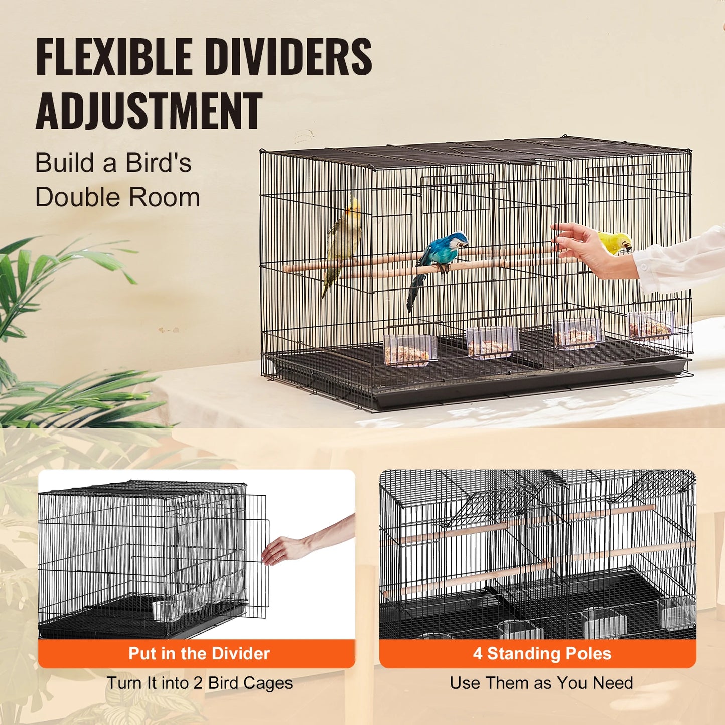 SucceBuy Stackable Divider Bird Cage For Small Birds With Handle