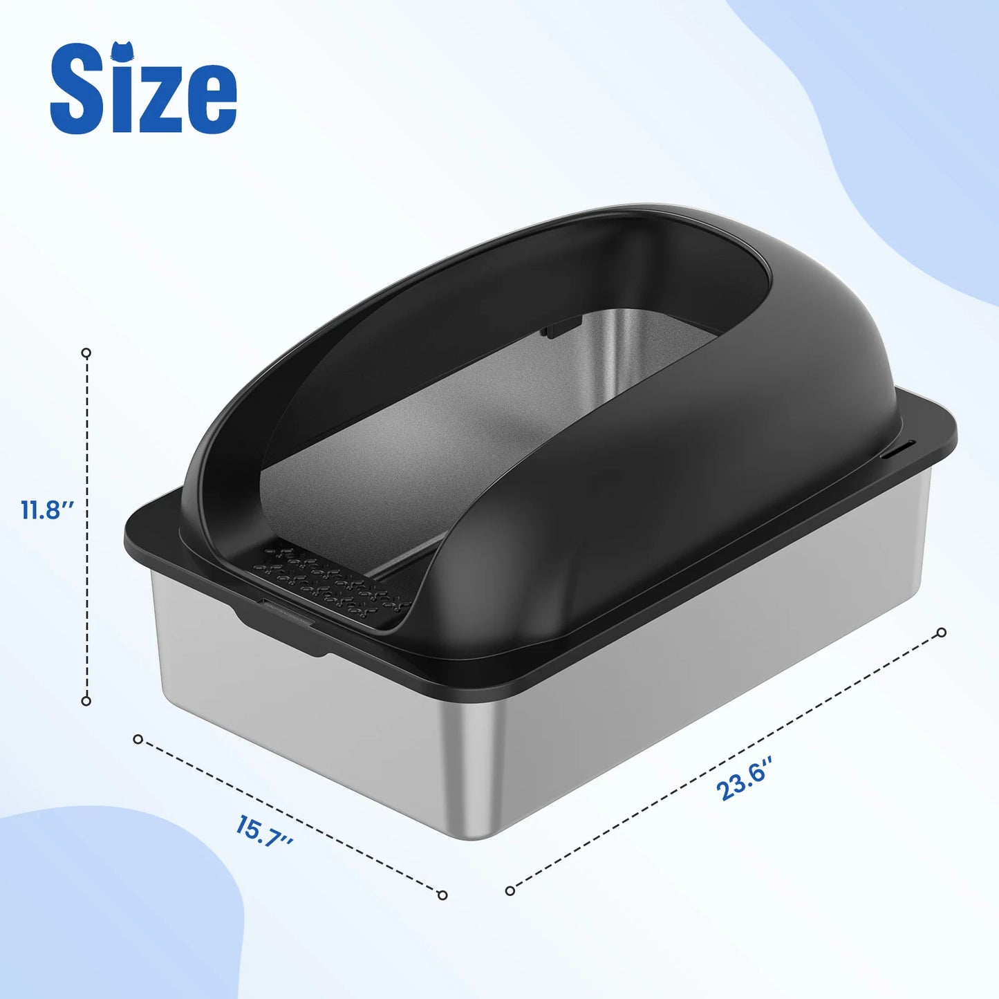 Stainless Steel Cat Litter Box With Lid Anti Leakage Includes Scoop And Mat