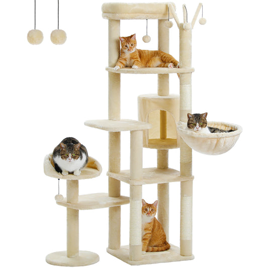PEQULTI Multi-Level Cat Tree With Scratching Posts And Hammock
