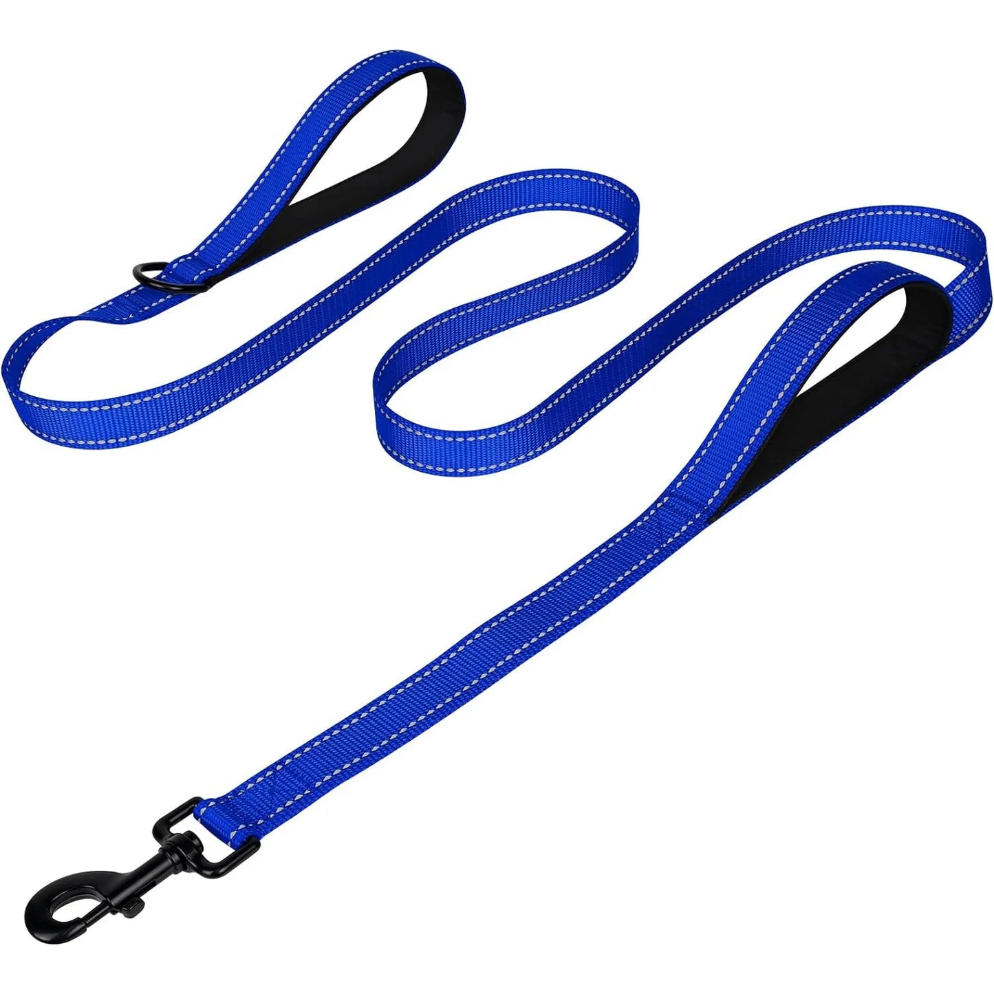 Double Handle Dog Leash With Reflective Strips For Night Safety