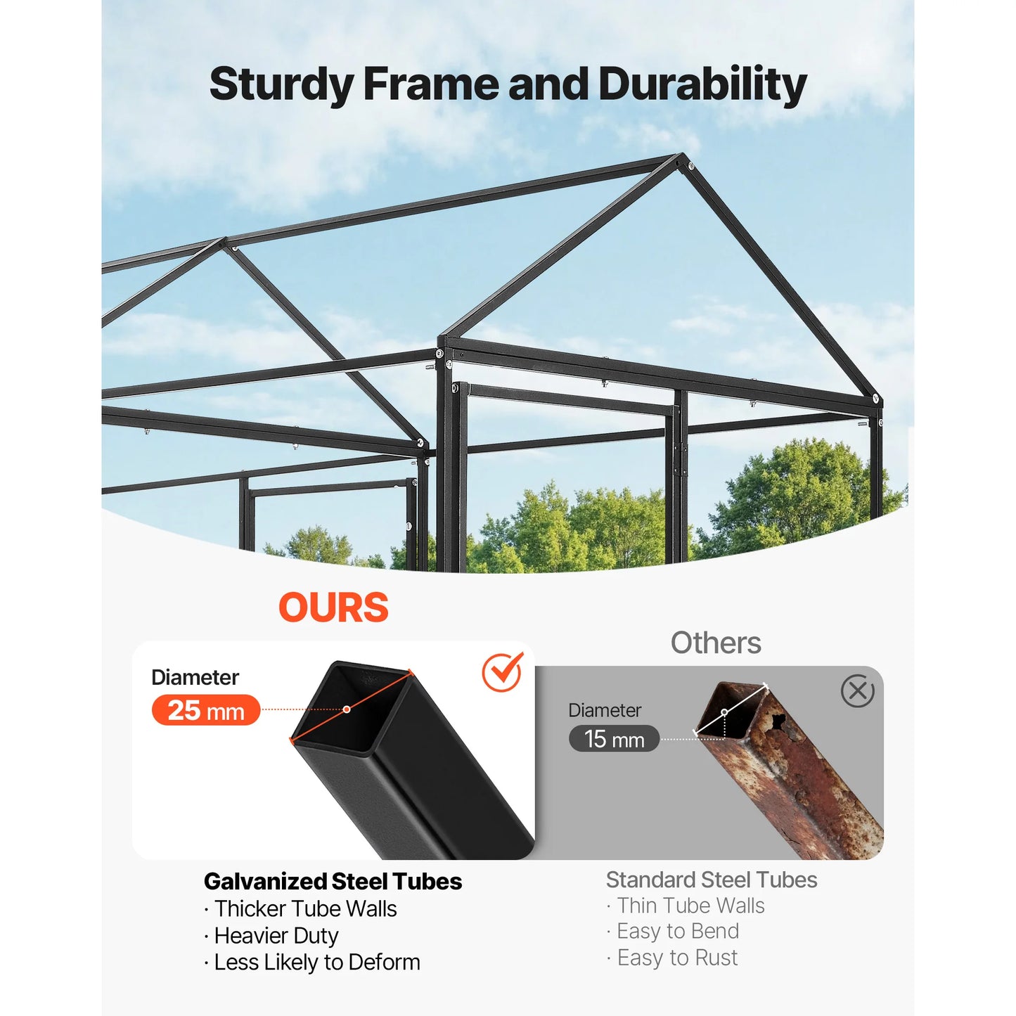 SucceBuy Metal Chicken Coop With Spire Roof And Waterproof Cover