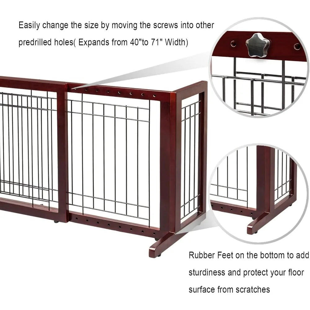 Bonnlo Free Standing Dog Gate 37-68 Inch Adjustable Fence