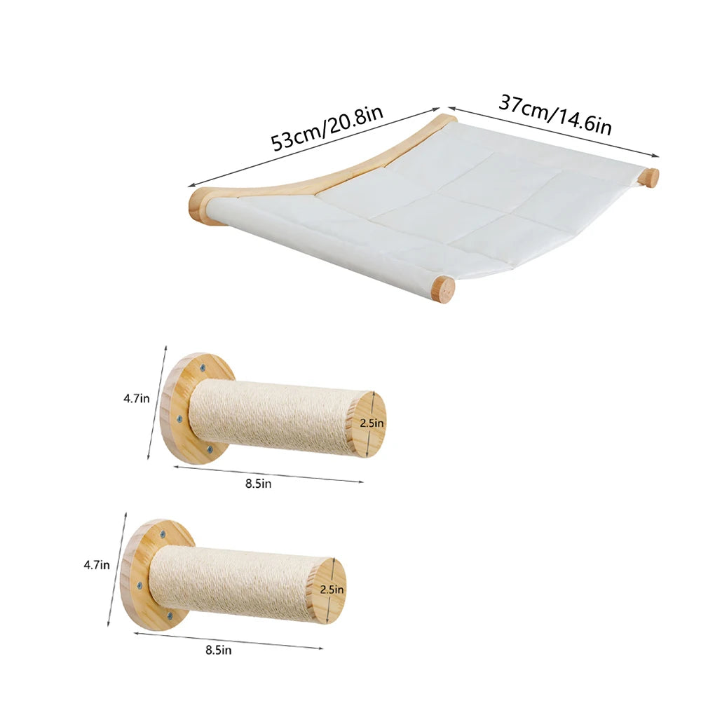 CWV Wall Mounted Cat Hammock With Premium Sisal Scratcher