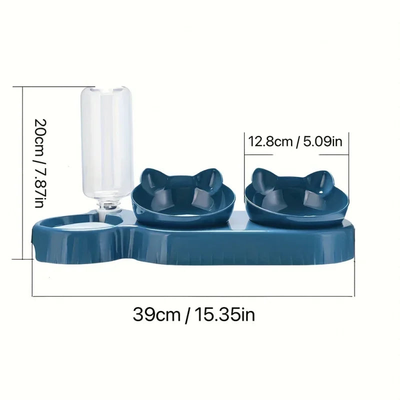 Three In One Ear Shaped Pet Feeding Bowl Gravity Dispenser