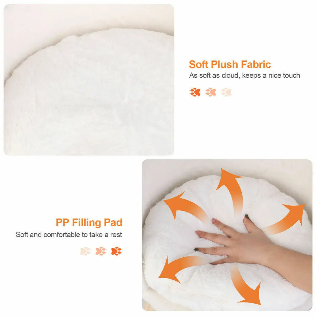 Soft Plush Cat Bed With Wooden Legs And Washable Cushion